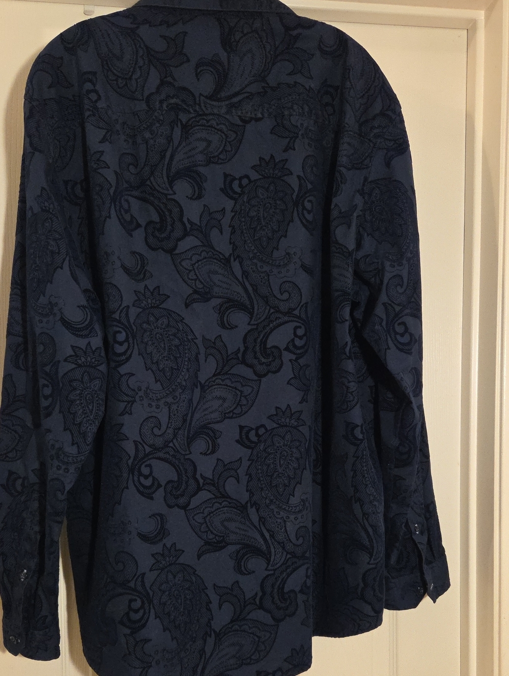 INC International Concepts Men's Navy Blue Cotton Blend Flocked Paisley Shirt - Picture 3 of 7